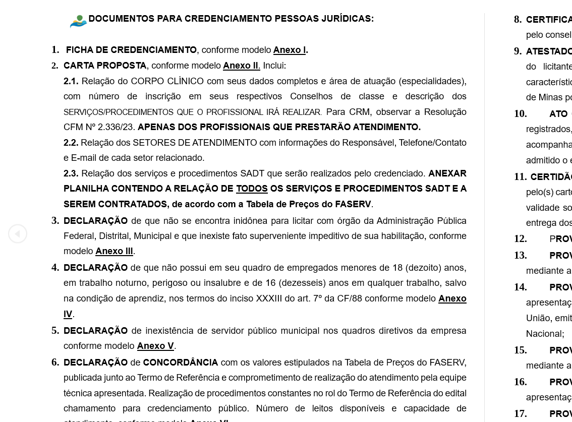 Relação de Documentos