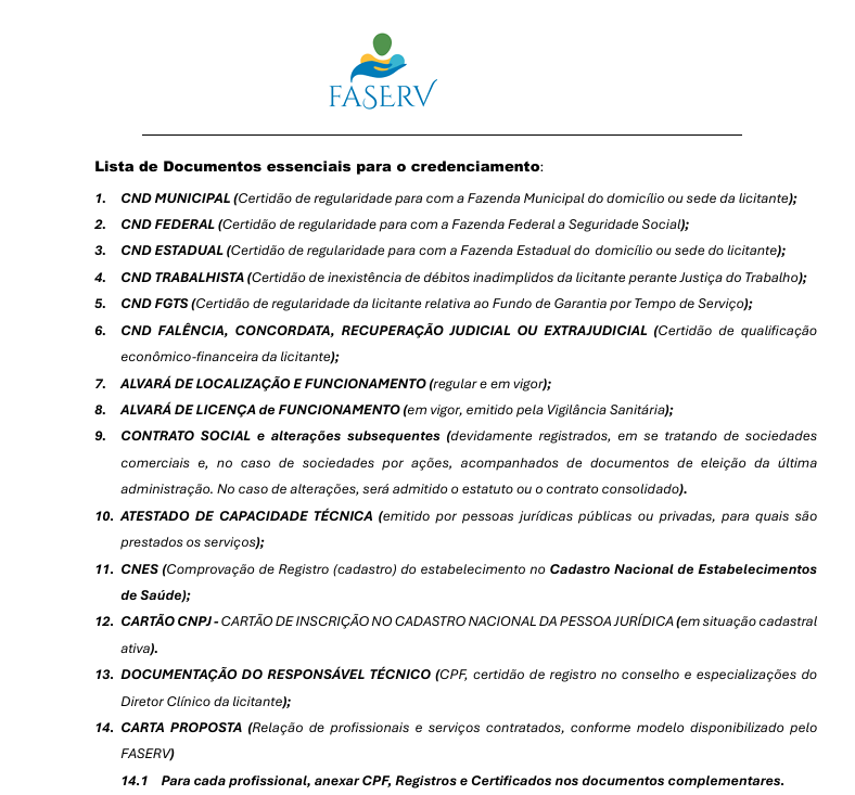 Lista de Documentos