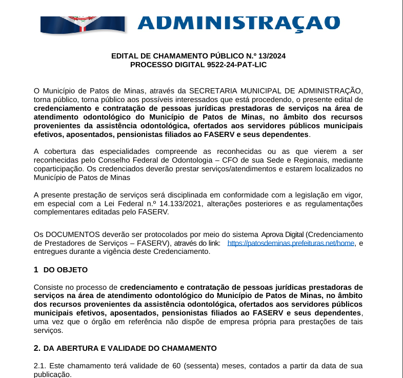 Edital de Chamamento Público
