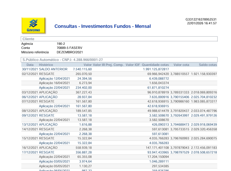 Capa Rendimentos Bancarios