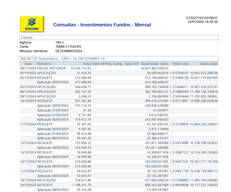 Capa Rendimentos Bancarios
